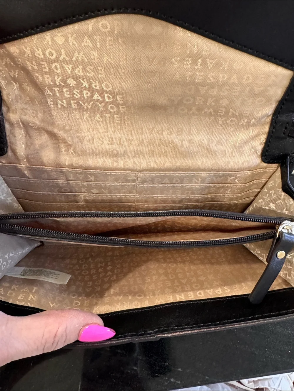 Kate Spade Leopard Calf Hair Wallet On Chain Crossbody Clutch Black